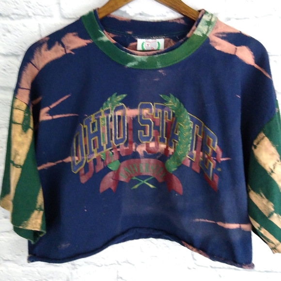 Campus Commodities Tops - Vintage 90's Ohio State Acid Wash Crop Top L/XL